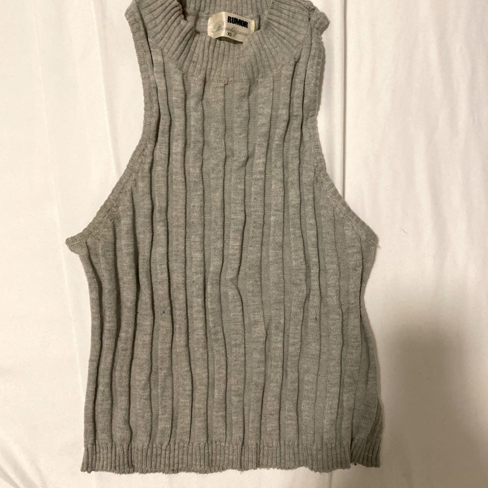 LF Rumour Grey Cropped Ribbed Tank